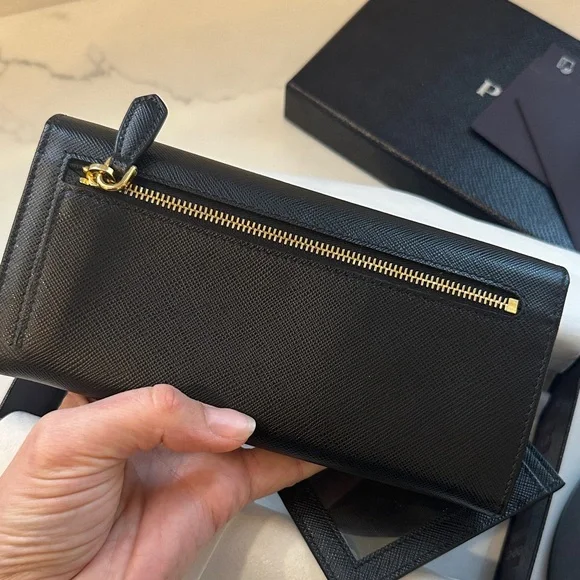 Prada Black Wallet with Gold Logo - Picture 8 of 14